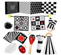 HappyKidsClub Jouet Bebe 0-12 Mois, Livre Carte Montessori Sensoriel en Tissu Noir et Blanc Bebe Cadeau Naissance Fille Garcon Jouets d'éveil Jeux Bebe