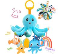 HappyKidsClub Jouet Bebe 0-18 Mois, Pieuvre Jouet Poussette Bebe Cadeau Naissance Fille Garcon Jeux Bebe 1 an Hochet Bebe 0-6 Moi Jouets D'éveil