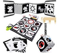 HappyKidsClub Jouet Livre Tissu Montessori Bébé Eveil 0-12 Mois Carte Noir et Blanc Bébé Cadeau Naissance Fille Garcon Jouet Sensoriel Hochet Bebe