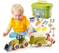 HappyKidsClub Tracteur Enfant, Ensemble de Jouets de Tracteur Ferme pour Enfants, Jouet Garcon 3-6 Ans Cadeau Véhicules pour Enfants Cadeaux pour Garçons et Filles Véhicule de Construction Démontable