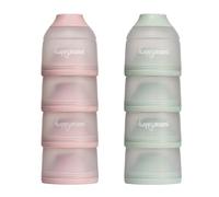 Happymami -Set de 2 Doseurs de Lait en Poudre ou de Céréales, 4 Compartiments Portables de 360ml Chacun, Facile à Transporter, Ouverture Unique, Surface Intérieure Anti-adhérente (Set de 2 Doseurs)