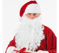 happymas - 2 en 1 - Set barbe du Père Noël - Barbe du Père Noël + perruque du Père Noël - Noël taille unique