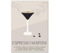 Happymotive Poster Espresso Martini - Poster de cocktail avec recette et ingrédients - Décoration murale moderne pour bar, cuisine et salon - Impression de qualité supérieure sur papier de 300 g - DIN