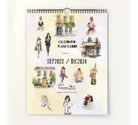 HappyMots Calendrier mural 2023 2024 | 16 mois sept. 2023 à décembre 2024 | Calendrier 2024 organisateur mensuel | Format A3 | Avec espace pour viser