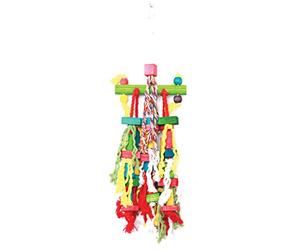 happypet The Bird House Mish Mash Jouet en Bois pour Perroquet Durable et Naturel sûr Jeu interactif à mâcher Coloré Non Toxique Accessoire de Cage à Suspendre