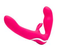 Happyrabbit - gode ceinture sans harnais vibrant - silicone rose
