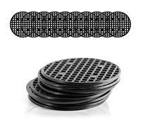 HappySeed Set de 10 Grilles de Drainage en Plastique, Noir - Grille de Drainage Ronde pour Coupe Bonsai, Pot de Fleurs ou jardinière - ⌀ 5,5 cm