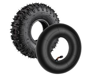 Happysnow 4.10-4 410-4 4.10/3.50-4 Tube intérieur + pneu pour rototiller souffleuse à neige tondeuse à main camion brouette Go Cart Kid