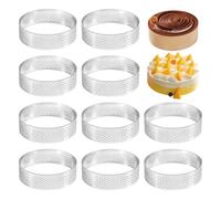 Happysnow Lot de 10 anneaux à gâteau en acier inoxydable avec perforation, 10 cm, outils pour mousses de cuisine et moules à gâteau