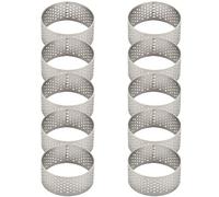 Happysnow Lot de 10 anneaux à gâteau ronds perforés en acier inoxydable sans couture de 4,5 cm avec trou
