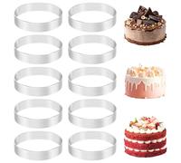 Happysnow Lot de 10 anneaux à tartes ronds avec trous en acier inoxydable pour fruits, tartes, quiches, gâteaux, mousses, 10 cm