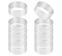 Happysnow Lot de 10 Anneaux de en Acier Inoxydable de 5 cm, Anneau de Mousse à Gâteau Perforé Résistant, Anneau Rond pour Donut de Cuisson