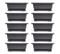 Happysnow Lot de 10 pots d'entraînement pour bonsaï avec plateau en plastique - Pour jardin, maison, balcon - 16,5 x 12 cm