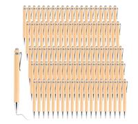 Happysnow Lot de 100 stylos à bille en bambou pour bureau et école, accessoires d'écriture, cadeaux - Encre noire