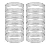 Happysnow Lot de 12 anneaux à gâteau en acier inoxydable, anneau perforé en mousse, moule à gâteau, outils de cuisson ronds 6 cm