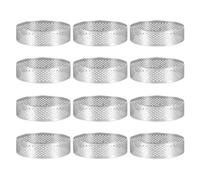 Happysnow Lot de 12 anneaux à gâteau en acier inoxydable perforé de 8 cm - Moule à gâteau rond