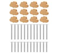 Happysnow Lot de 12 boutons de tiroir en bois de hêtre en forme de nuage en bois de couleur bois pour armoires, meubles