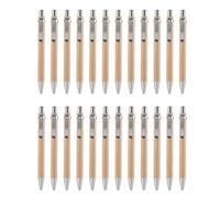 Happysnow Lot de 24 stylos à bille rétractables en bambou - Encre noire - 1 mm - Article de bureau - Stylo à bille en bambou