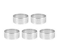 Happysnow Lot de 5 anneaux perforés en acier inoxydable pour gâteau de 5 cm - Ronds à faire soi-même - Pour la cuisson des anneaux à dessert