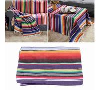 Happysnow Nappe mexicaine pour décoration de mariage mexicain, violet, 150 x 200 cm, 100 % coton, rayée, couverture simple couche