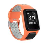 HappyTop Bracelet de rechange pour montre connectée TomTom Runner 2/3 Series, Spark 3, Golfer 2, Adventurer, bracelet sport bicolore, silicone (orange + gris)
