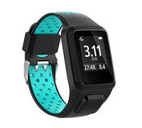 HappyTop Bracelet de rechange pour montre connectée TomTom Runner 2/3 Series, Spark 3, Golfer 2, Adventurer, bracelet de sport bicolorable en silicone (noir + bleu)
