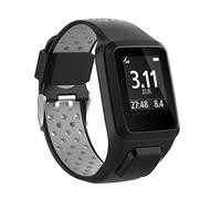 HappyTop Bracelet de rechange pour montre connectée TomTom Runner 2/3 Series, Spark 3, Golfer 2, Adventurer, bracelet de sport bicolore, en silicone (noir + gris)