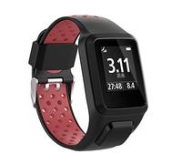 HappyTop Bracelet de rechange pour montre connectée TomTom Runner 2/3 Series, Spark 3, Golfer 2, Adventurer, bracelet de sport bicolorable en silicone (noir + rouge)