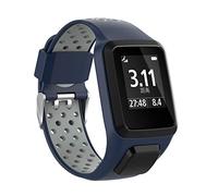 HappyTop Bracelet de rechange pour TomTom Runner 2/3 Series, Spark 3, Golfer 2, Adventurer, bracelet de sport bicolorable en silicone (bleu marine + gris)