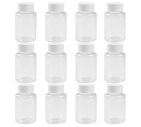 Happyupcity Lot de 12 flacons vides en plastique épais avec bouchon à vis blanc pour distribution de liquide et poudre solide 50 ml
