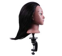 Happyyami 1 ensemble Mannequin pour Coiffeur Cheveux Naturels pour Formation pour Tresses Boucles et Coupes avec Support pour Salon et École de Coiffure