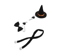 Happyyami 1 Jeu Chapeau de Hamster vêtements Fille décoration Chapeau Haut de Forme Halloween Pompon Coiffure du Festival des Animaux de Compagnie Chapeau de sorcière lézard Chiffon Black