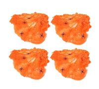 Happyyami 1 Jeu Coton Toile D'araignée Lumineuse Décoration Halloween Toile D'araignée Décoration De Toile D'araignée De Visage Toile D'araignée Orange Polyester Étirer Intérieur