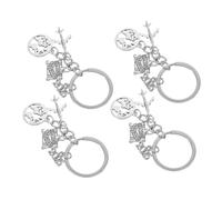 Happyyami 1 Jeu Porte-clés De La Saison des Diplômes Trousseau De Vol Porte-clés du Jour Porte-clés Avion Porte-clés Mini Globe Porte-clés De Voyage Alliage De Zinc Silver 4 Pièces