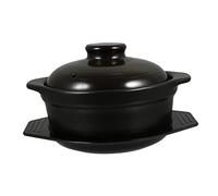 Happyyami 1 Jeu Pot D'argile En Céramique Plat Asserole Avec Couvercle Une Cocotte Pots Chauds En Argile Marmite En Céramique Tajine En Fonte Action Marmite En Pierre Spodumène Avec Plateau
