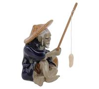 Happyyami 1 Pc Ornement De Pêcheur Mini-Ornement Figurine De Pêcheur en Céramique Décor Asiatique pour La Décoration De Jardin Zen Ornements De Jardin Chiffre Aîné Figurine d'argile Cheminée