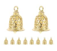 Happyyami 10 Pendentifs Clochettes en Laiton Doré Creuses, Décoration Suspendue Décorative pour Création Bijoux Diy, 10 Pièces, Ambiance Joyeuse pour Noël ou Temple