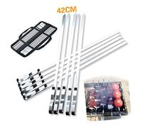 Happyyami 10 pièces Brochettes de Barbecue Acier Inoxydable de Skewers Métalliques Plat pour Grillades Pratiques et Réutilisables pour Viande Légumes et Kebab