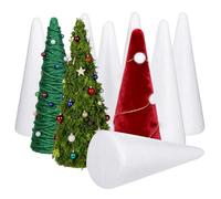 Happyyami 10Pcs Cone en Polystyrène Solide pour Artisanat DIY Enfant Accessoires De Décoration pour NoëL Et Événements Blanc 18.5Cm