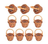 Happyyami 10Pcs Paniers en Bois Miniatures Mini Paniers Tissés avec Poignées Paniers de Bonbons en Osier Panier de Service Miniature Paniers de Saule avec Paniers de Paniers