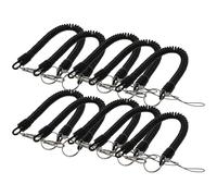 Happyyami 10pcs Porte-clés à Ressort Spirale Extensible en Acier Inoxydable Mousqueton, Cordon Élastique Sécurisé pour Clés et Porte-Monnaie, Pêche et Chasse