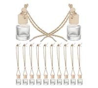 Happyyami 12pièces Lot de Flacons Parfum Miniatures Verre Transparent avec Cordon Suspendu Diffuseurs Réutilisables pour Voiture Contenants Compactes pour Parfum et Désodorisants Intérieur