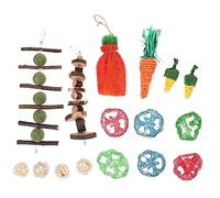 Happyyami 16pièces Jouets à Mâcher pour Rongeurs Accessoires Suspendus pour Hamsters Cochons Et Lapins Jouets Naturels pour Santé des Animaux De Compagnie