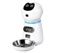 Happyyami 1ensemble Mangeoire Automatique pour Chats et Chiens avec Récipient Appel Vocal et Minuterie Bol Inoxydable Alimentation Sec et Sécurisée