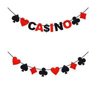 Happyyami 2 Pièces Bannière Poker 2M Lettres Coeur Non Tissé Suspendu Décoration Fête Bar Soirée Thème Las Vegas