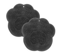 Happyyami 2 Pièces Coussin de frottement arrière scrubber Poignée nettoyage bain laveur de avec épurateur de de mur de Gel de silice Grey