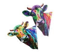 Happyyami 2 Pièces Décoration murale tête de taureau décor tête de vache en métal tête de vache en métal art mural tenture murale en forme de tête de vache décoration tête de vache Extérieur