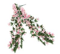 Happyyami 2 Pièces Fleur artificielle tenture murale décoration pendaison bouquets de soie succulent fausses plantes fake plants fleur suspendue au mur faux lys de jardin habit en soie rose