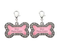Happyyami 2 Pièces liste d'animaux de Compagnie Chiot Collier de chaîne traqueur de Chat Dog Collar collerette Chat étiquette de Chien de Compagnie étiquette en Forme d'os Acier Inoxydable