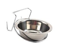 Happyyami 2 Pièces mangeoire pour Chien Cage Bol d'eau de chenil Bols Suspendus pour Chien pour chenil Chiens Bol pour Chien en Acier Inoxydable Chargeur pour l'Animal de Compagnie Silver